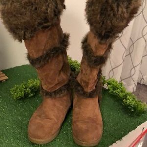 Faux Sued Tan Boots